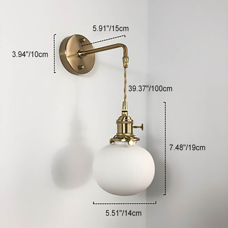 BrassGlow Japanische Retro Wandleuchte | Minimalistisches Design | Zylinder Oval | Messing & Lucite | 1-flammig