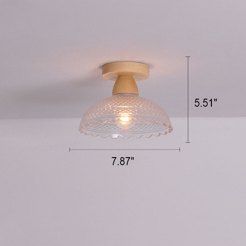 Logra Japanese Minimalist 1-Licht Semi-Flush Mount Deckenleuchte | Holz & Glas | Stimmungslicht | Deko für Zuhause