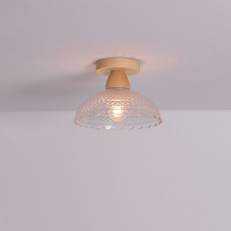 Logra Japanese Minimalist 1-Licht Semi-Flush Mount Deckenleuchte | Holz & Glas | Stimmungslicht | Deko für Zuhause