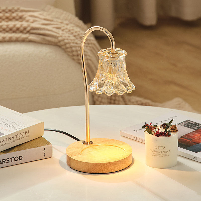 ValoraGlow Tischlampe | Modernes Holzdesign | Maiglöckchen-Stil | 1-flammig & Dimmbar