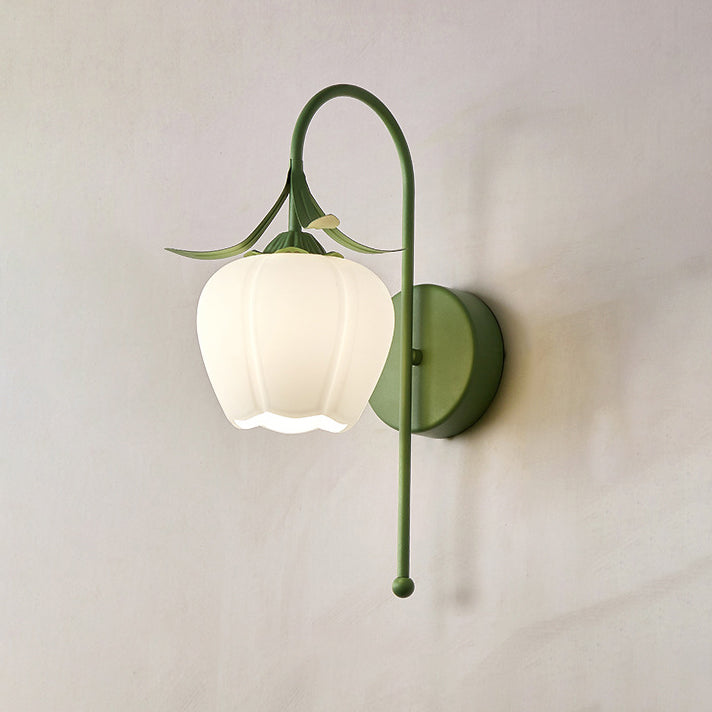 Lunaris Wandlampe Nordic Vintage Design | Kürbisglas | Florales Muster | 1-Flammig | Wandleuchte