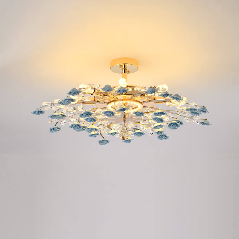 LustraRose Elegance | Keramik Kristall Kronleuchter | 6/7/8-flammig | Luxuriöse Beleuchtung