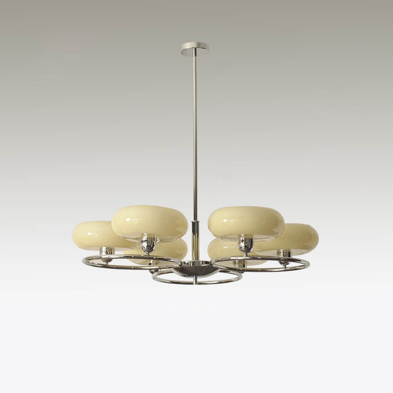 ChateauLume Vintage Kronleuchter | Französisches Design | Grünes & Cremefarbenes Glas | 6-flammige Hängeleuchte