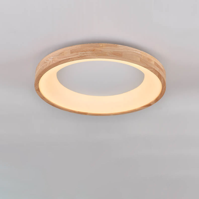 ScandiAura Holz LED Deckenleuchte | Minimalistisches Runddesign | Warmes Licht | Energiesparend