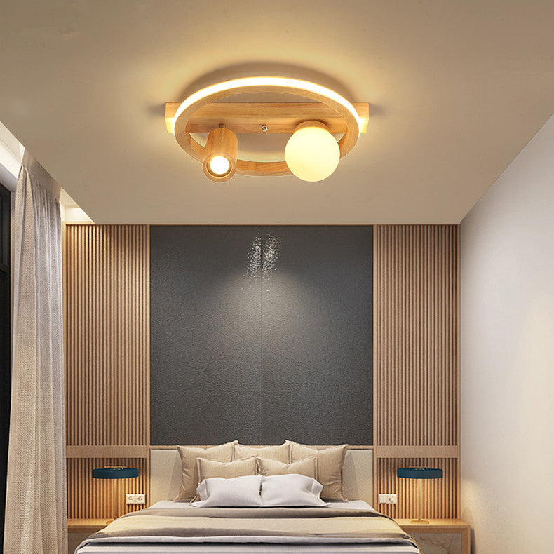 Velustra Nordic Holz LED Deckenleuchte | Modernes Design | Energieeffizient | Runde Holzlampe für Zuhause