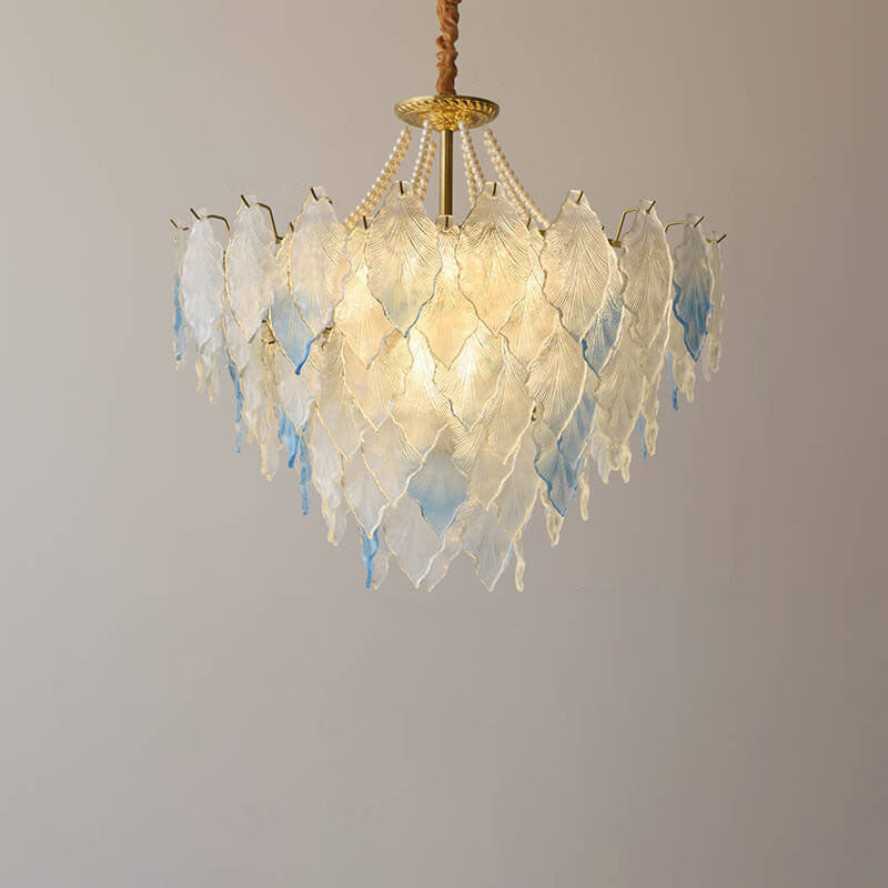 LeafElegance Kronleuchter im französischen Stil | Baumblatt-Design | 3/6/9/12 Lichter | Eisen & Kupfer mit Glaskristallen