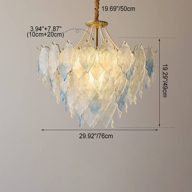 LeafElegance Kronleuchter im französischen Stil | Baumblatt-Design | 3/6/9/12 Lichter | Eisen & Kupfer mit Glaskristallen