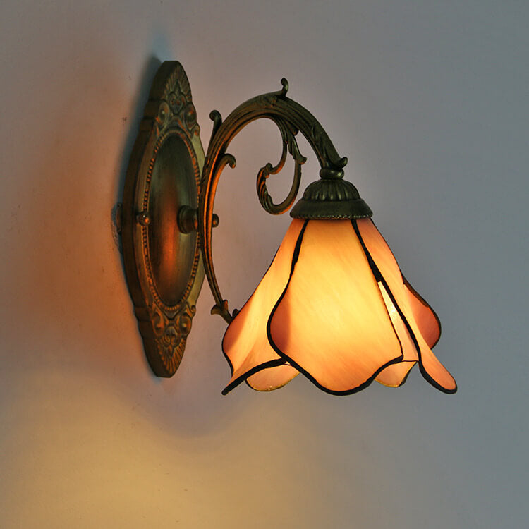 TiffanyBloom Vintage Glas Wandlampe | Buntglas | Einzigartiges Design | Beleuchtung für Zuhause