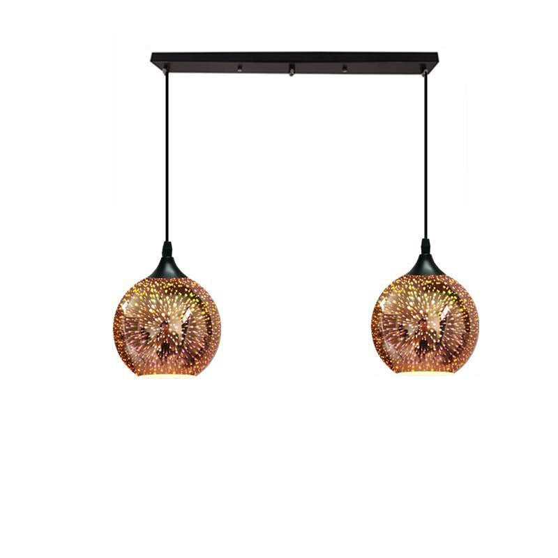 ElysianSpark 3D Creative LED Kronleuchter | 2/3 Lichter | Feuerwerksglas-Dome | Modernes Design | Stimmungslicht für Zuhause