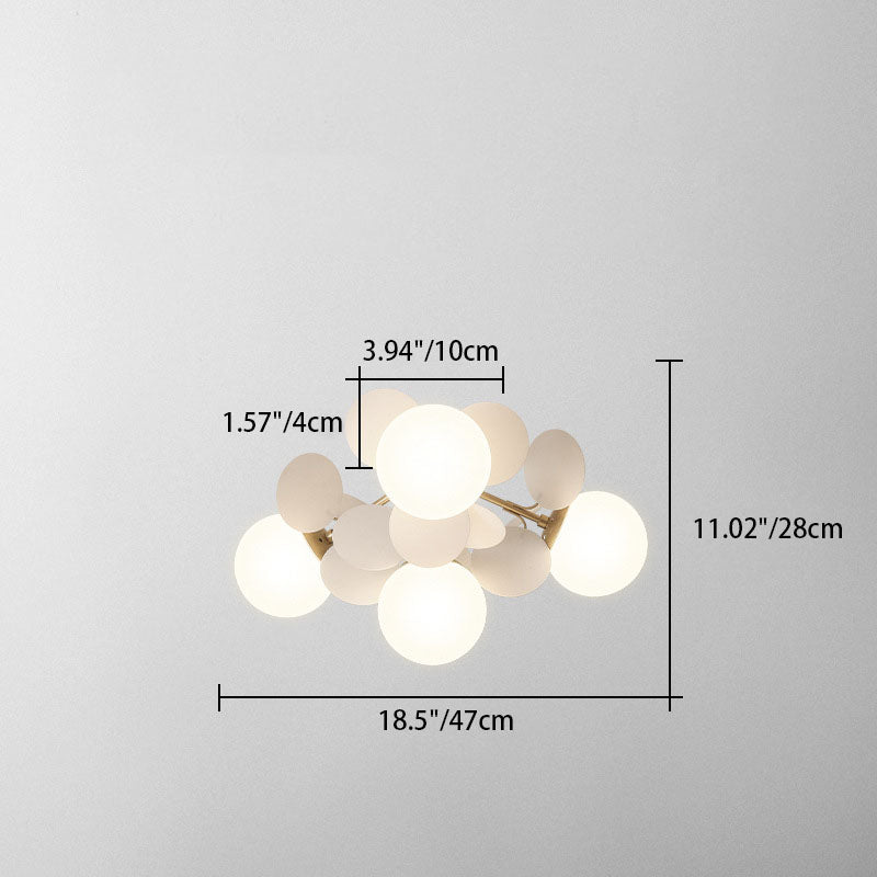 BloomLume Mid-Century Deckenleuchte | Blumen-Deko & Glas-Kugel | 1-4 Flammen | Modern & Stilvoll | Für Wohnzimmer