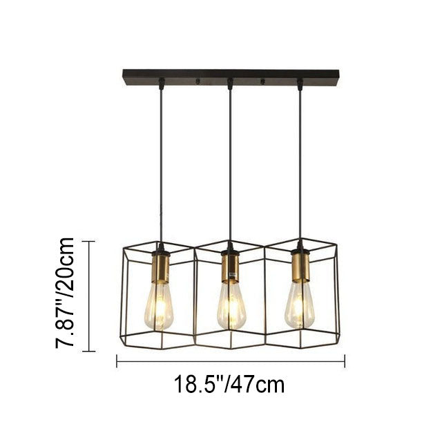 Ironis Vintage Kronleuchter | Geometrisches Design | 3/5-flammige Inselbeleuchtung | Industrieller Stil