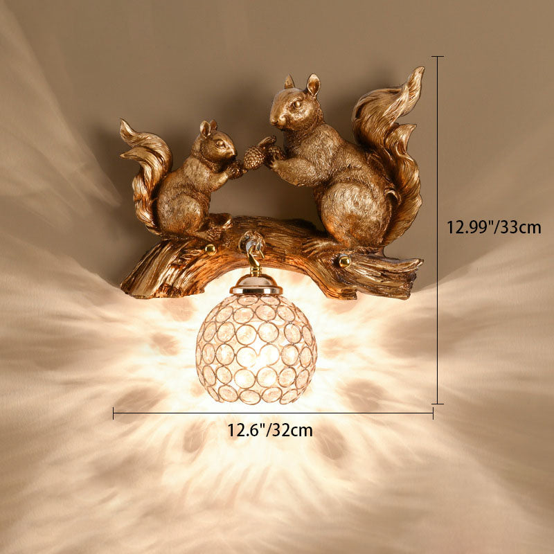 Crystanova Wandleuchte | Kreatives Eichhörnchen-Design | Kristall-Details | 1-flammige Lampe für Schlafzimmer