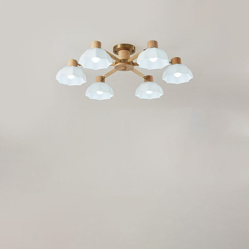 TranquiLight Wabi-Sabi Deckenleuchte | Minimalistisches Design | Holz & Glas | 3/6/8-Licht Lampe