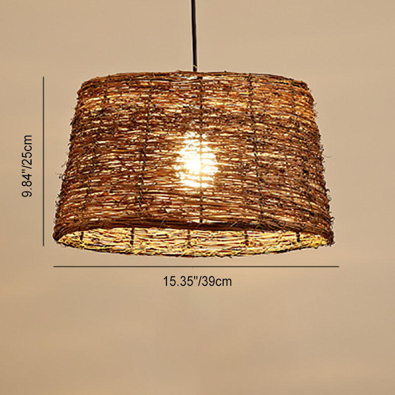 RattanDome Retro Pendelleuchte | Handgewebtes Rattan-Design | 1-Licht | Natürliche Wohnbeleuchtung
