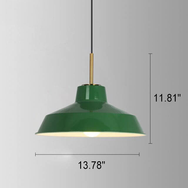 RetroDome Industrielle Vintage Pendelleuchte | Grünes Eisen-Kuppeldesign | Einzellicht | Rustikale Deckenbeleuchtung