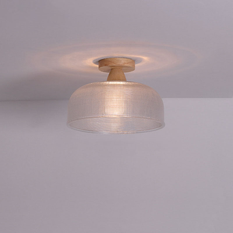 Logra Japanese Minimalist 1-Licht Semi-Flush Mount Deckenleuchte | Holz & Glas | Stimmungslicht | Deko für Zuhause