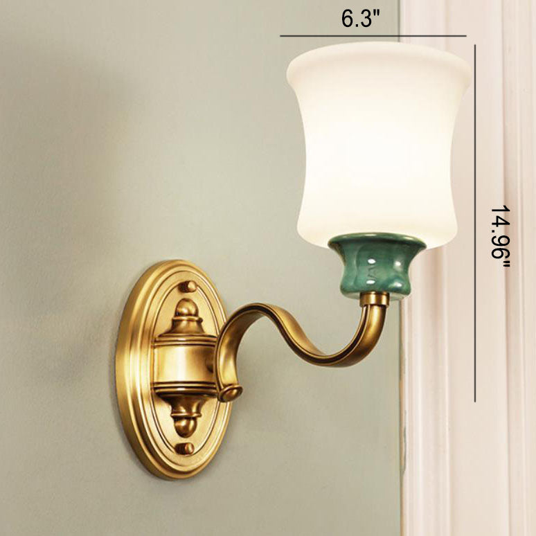 OpulLux Wandlampe | Europäisches Luxusdesign | Stoffschirm & Messing | 1-2 Flammig