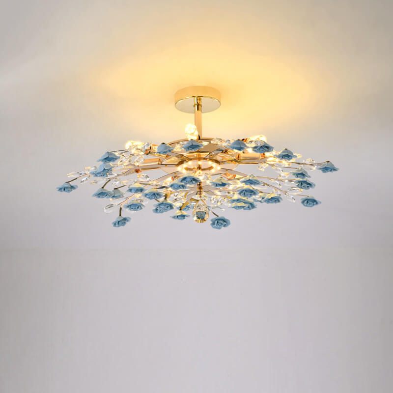 LustraRose Elegance | Keramik Kristall Kronleuchter | 6/7/8-flammig | Luxuriöse Beleuchtung