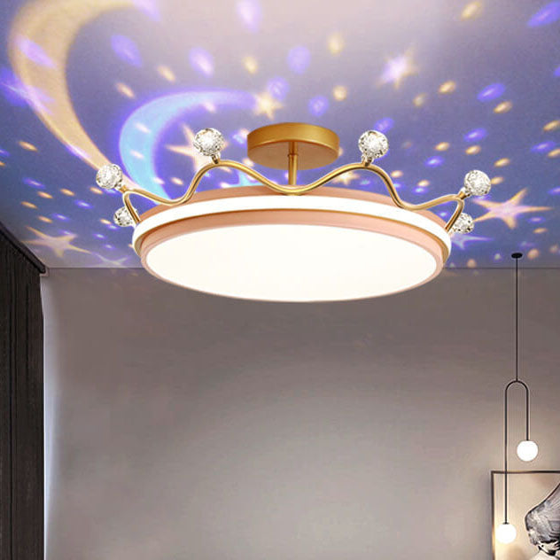 LumoCrown Kreative Kinder Krone Deckenleuchte | LED Semi-Flush | Gold & Pink Optionen | Infinitely Dimmbar | Perfekt für Kinderzimmer & Schlafzimmer