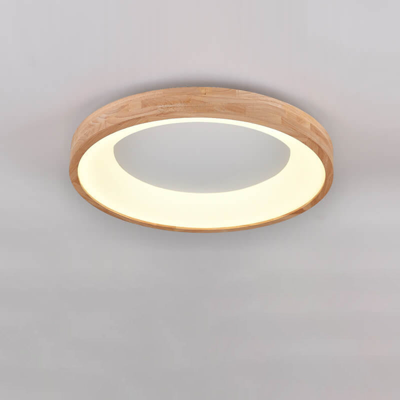 ScandiAura Holz LED Deckenleuchte | Minimalistisches Runddesign | Warmes Licht | Energiesparend