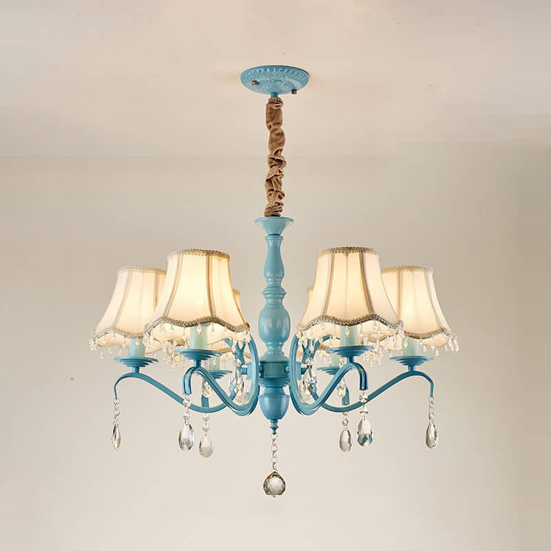 ConeLume Kronleuchter | Kreatives Design mit Stofflampenschirmen | 5/6/8-flammig | Kristall & Eisen