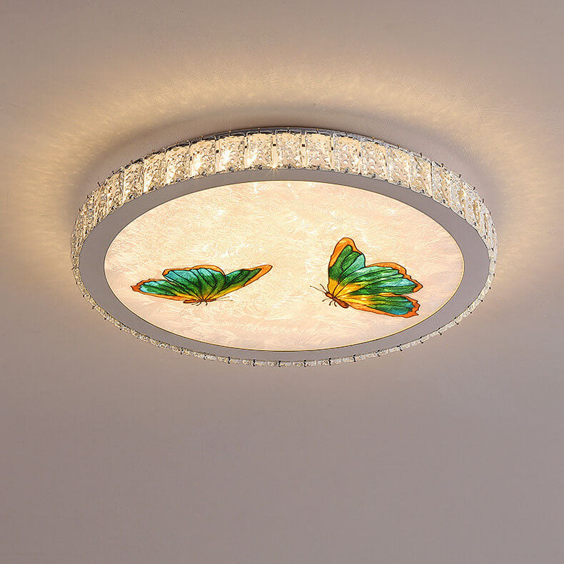 LumiWave Elegance LED Deckenleuchte | Runde Kristall-Deckenleuchte | Modernes Design | Stufenlos dimmbar | Elegante Beleuchtung für Zuhause