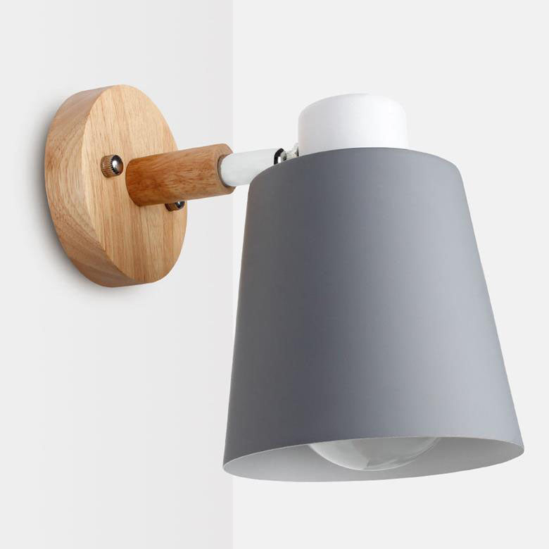 Woodoria Minimalistische Wandlampe | Eisen & Holz | Farbige Wandleuchte | Nordic Design