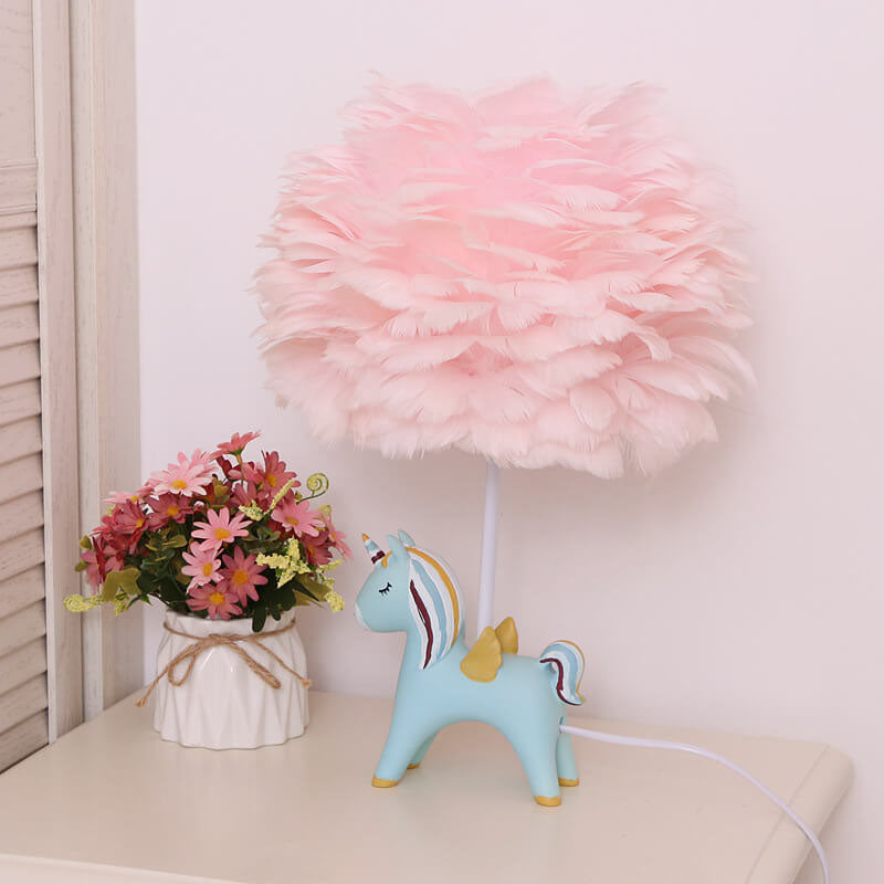 DreamaFeather Kinder Tischlampe | Kreatives Design | Einhorn & Tiermotive | Nachtlicht & Dekoration