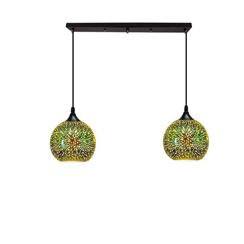 ElysianSpark 3D Creative LED Kronleuchter | 2/3 Lichter | Feuerwerksglas-Dome | Modernes Design | Stimmungslicht für Zuhause