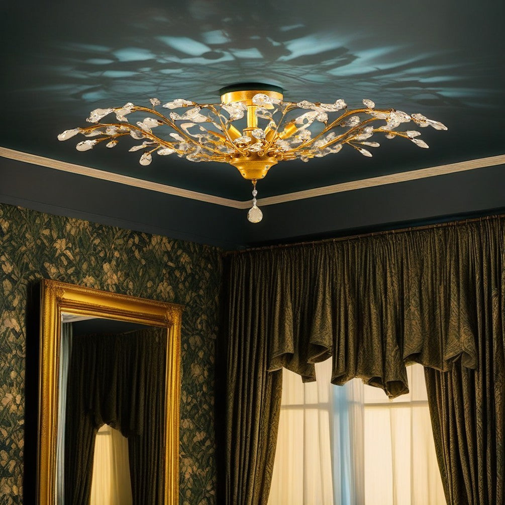 BranChic Deckenleuchte | Europäisches Design | Kristalläste | 4-6 Lichter | Stilvoll für Wohnzimmer