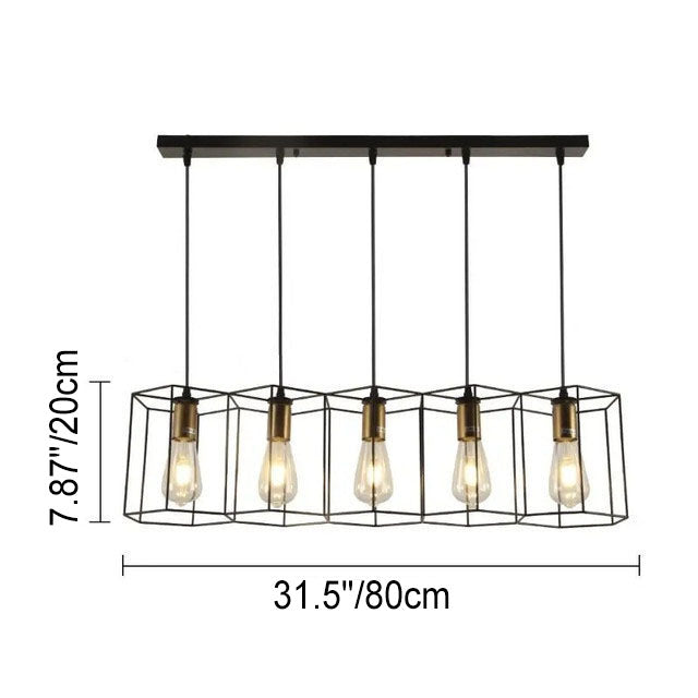 Ironis Vintage Kronleuchter | Geometrisches Design | 3/5-flammige Inselbeleuchtung | Industrieller Stil