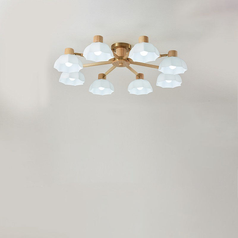 TranquiLight Wabi-Sabi Deckenleuchte | Minimalistisches Design | Holz & Glas | 3/6/8-Licht Lampe