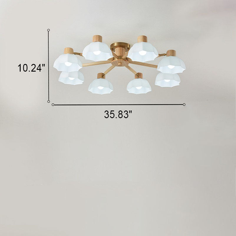 TranquiLight Wabi-Sabi Deckenleuchte | Minimalistisches Design | Holz & Glas | 3/6/8-Licht Lampe