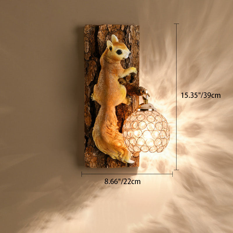 Crystanova Wandleuchte | Kreatives Eichhörnchen-Design | Kristall-Details | 1-flammige Lampe für Schlafzimmer