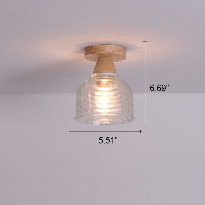 Logra Japanese Minimalist 1-Licht Semi-Flush Mount Deckenleuchte | Holz & Glas | Stimmungslicht | Deko für Zuhause