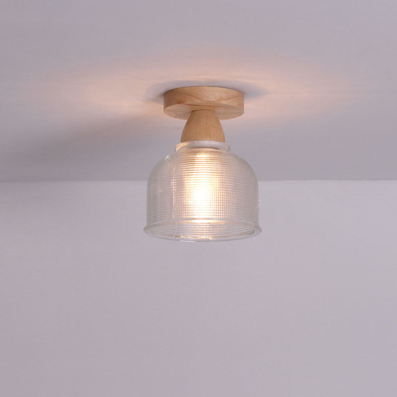 Logra Japanese Minimalist 1-Licht Semi-Flush Mount Deckenleuchte | Holz & Glas | Stimmungslicht | Deko für Zuhause