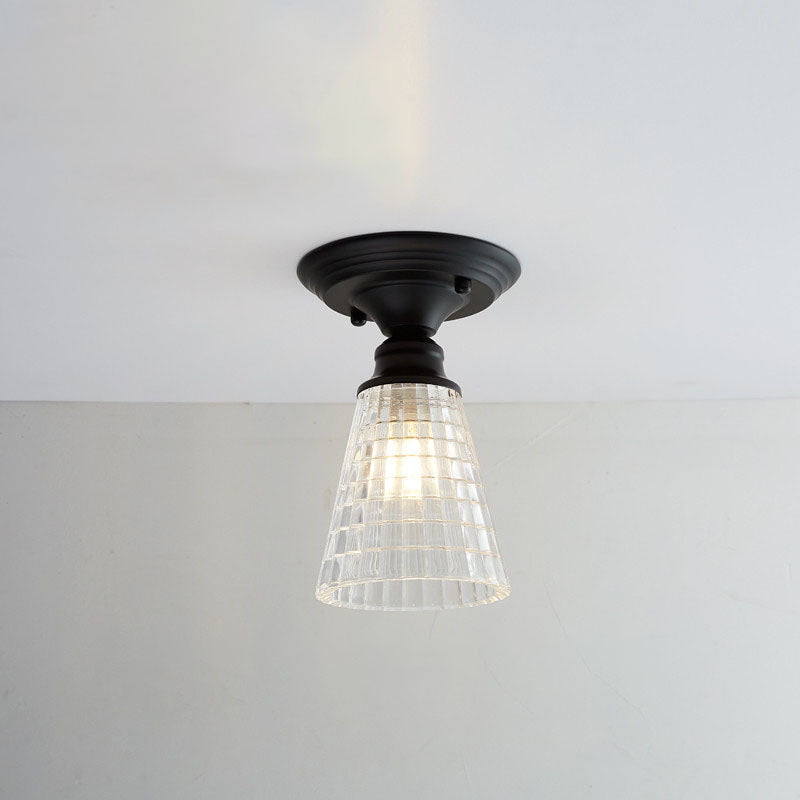 AuroraBloom Nordic Vintage LED-Deckenleuchte | Glasblumen-Design | Rund | Geometrisches Muster | Halbeinbau