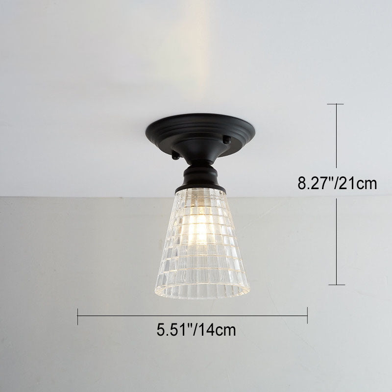 AuroraBloom Nordic Vintage LED-Deckenleuchte | Glasblumen-Design | Rund | Geometrisches Muster | Halbeinbau