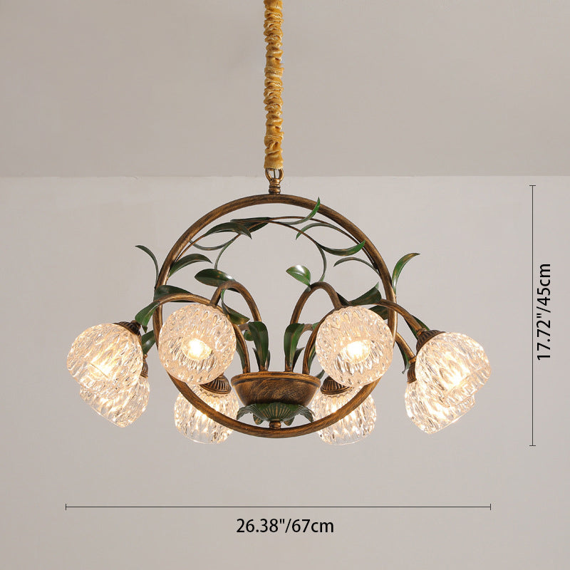 LuxeArc Kronleuchter im Art-Deco-Stil | 6/8 Lichter | Eisen & Kristallglas-Tulpen | Elegantes Design für Wohnzimmer