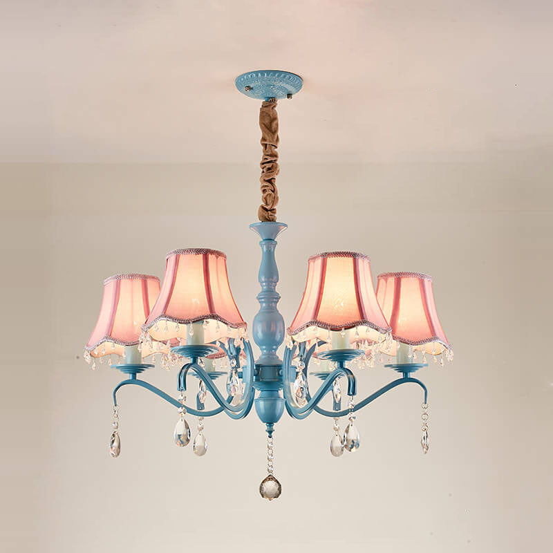 ConeLume Kronleuchter | Kreatives Design mit Stofflampenschirmen | 5/6/8-flammig | Kristall & Eisen