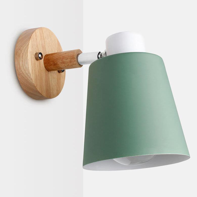 Woodoria Minimalistische Wandlampe | Eisen & Holz | Farbige Wandleuchte | Nordic Design