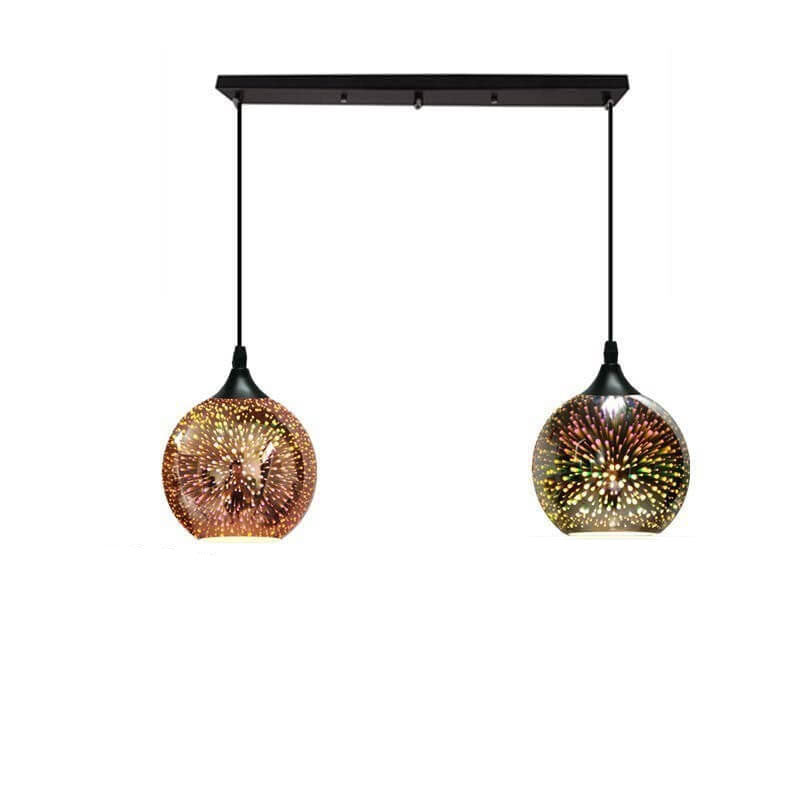 ElysianSpark 3D Creative LED Kronleuchter | 2/3 Lichter | Feuerwerksglas-Dome | Modernes Design | Stimmungslicht für Zuhause