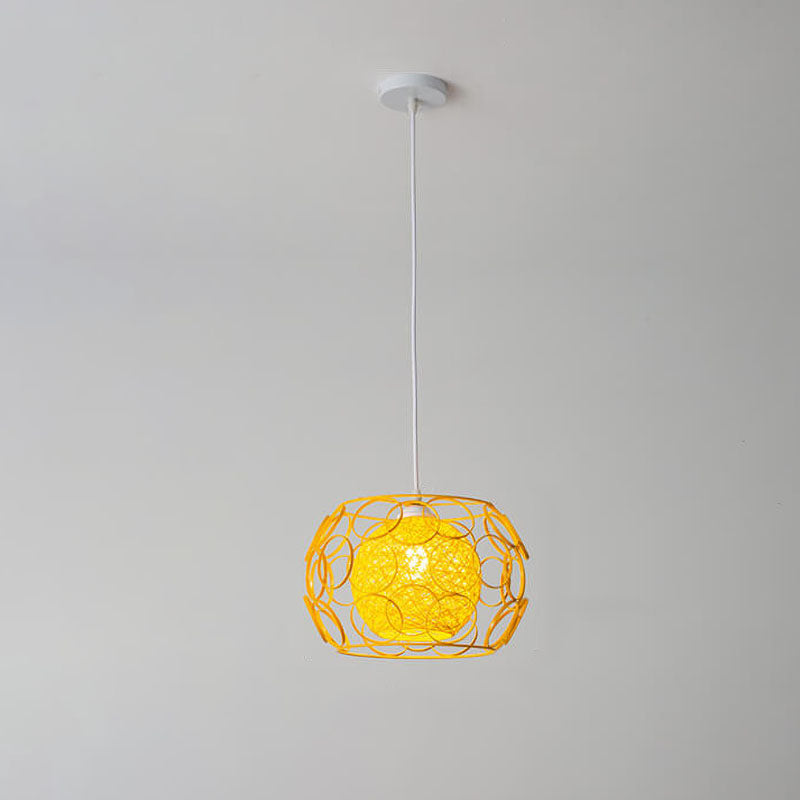 HempGlow Kreative Pendelleuchte aus Hanfgeflecht | Modernes Design | Einzigartiger Lichtakzent | Hängeleuchte für Zuhause