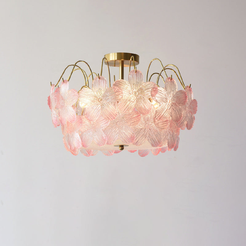 FleurIron Semi-Flush Deckenleuchte | Französisches Design | 5/6 Lichter | Blumenoptik | Wohnzimmerbeleuchtung