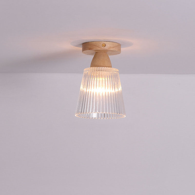 Logra Japanese Minimalist 1-Licht Semi-Flush Mount Deckenleuchte | Holz & Glas | Stimmungslicht | Deko für Zuhause