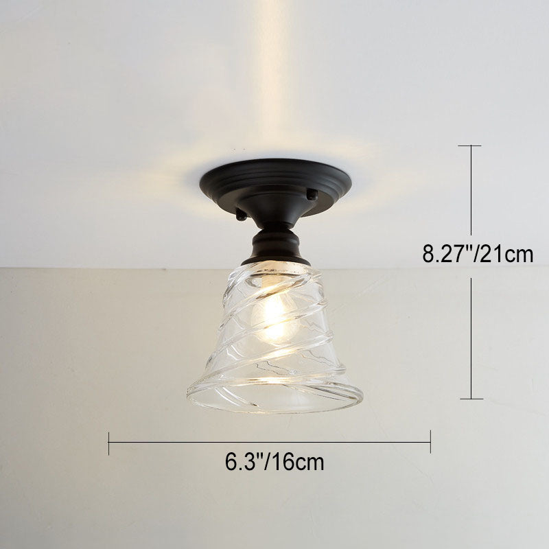 AuroraBloom Nordic Vintage LED-Deckenleuchte | Glasblumen-Design | Rund | Geometrisches Muster | Halbeinbau