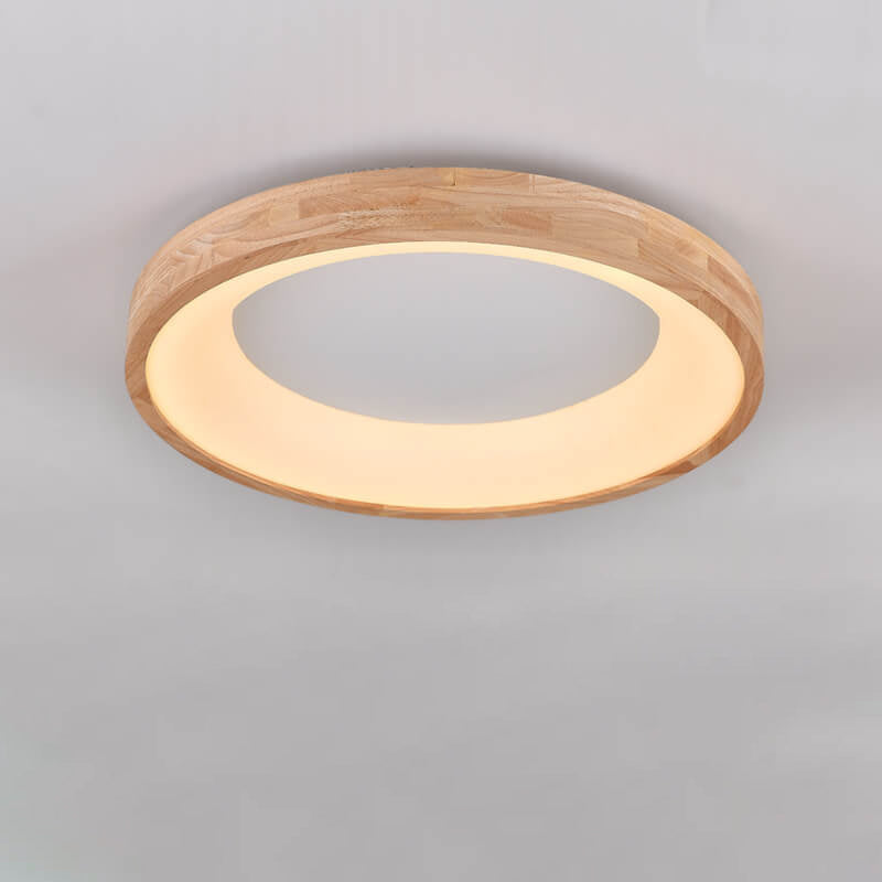 ScandiAura Holz LED Deckenleuchte | Minimalistisches Runddesign | Warmes Licht | Energiesparend
