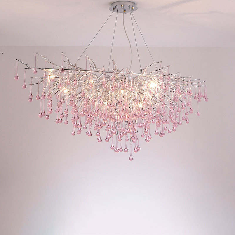 CrystalBliss Luxuriöser Kronleuchter | Glas | Aluminium | 6/8/10/14-Lichter | Zweig-Design | Perfekt für Esszimmer