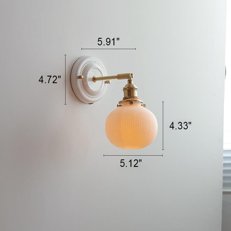 LumiZen Vintage Japanische Keramik & Messing Wandlampe | 1-Licht | Klassisches Design | Wohnzimmer Deko | Elegante Beleuchtung