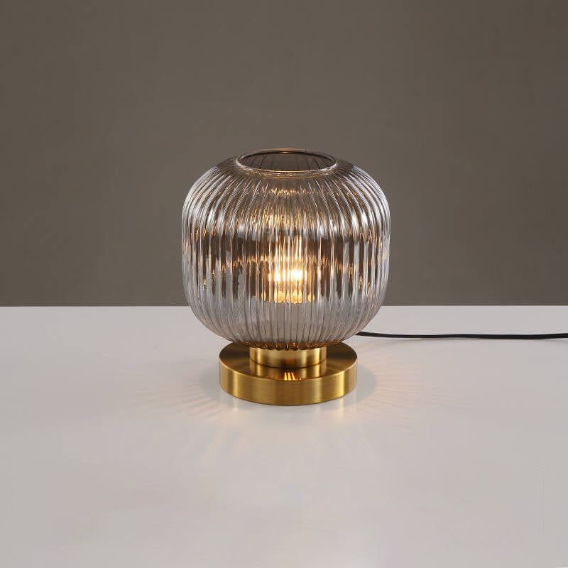 LunaStripe Nordic Design Glas Oval Tischlampe | 1 Licht | Dekorative Beleuchtung für Zuhause